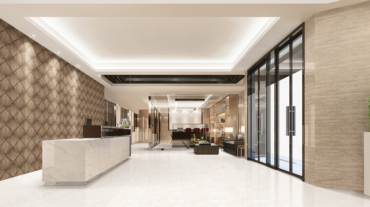 3d rendering modern luxury hotel and office reception and lounge with meeting room chair